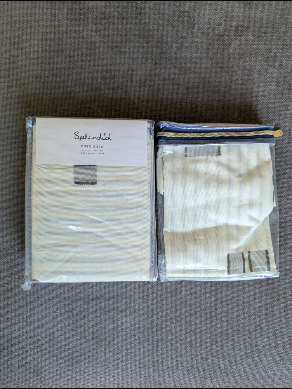 NWT Splendid Euro Sham in Ivory Gray Crosshatch | Set of 2